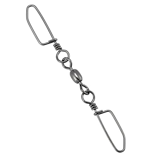 Dr.Fish 20 Pack Double Snap Swivels, High Strength Crane Barrel Swivels Coastlock Snaps Stainless Rust Resistant Saltwater Connector Trolling Planer Board Line Release Clips - size: #6*#1(Snap)-52LB