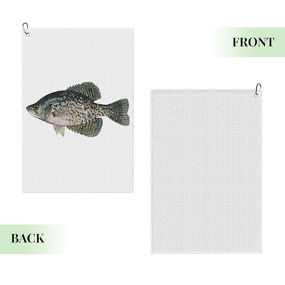 Crappie Fish Microfiber Golf Towel, 16x24 Waffle Pattern with Carabiner Clip, Tri-Fold Large Golf Ball Towels, Golf Bag Accessories for Men Women, Golf Gift