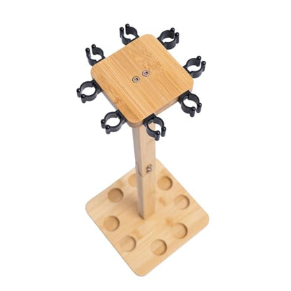 Fishing Pole Rod Racks—Floor Stand Bamboo Fishing Gear Equipment Storage Organizer, Easy Installation - Square rods holder - style: holds up 8 rods