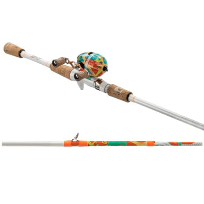 ProFISHiency 6' Krazy Rec Spincast Combo | Micro Spincast Reel | Aluminum Handle w/Cork Knobs | Pre-Spooled w/ 6lb Hi-VIZ - style: Orange Line 4.1:1 Gear Ratio