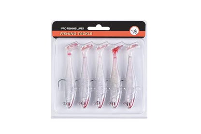 5/6Pcs Easy Catch Pre-Rigged Soft Lures,Baits for Bass Fishing - Jig Heads Soft Plastic Walleye Lures, Fishing Bait for Saltwater & Freshwater - color: 3.5",0.42oz,White