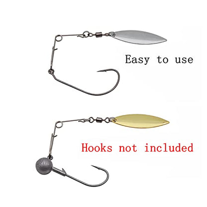 Fishing Spinner Blades Spinnerbait Smooth Nickel Spoons Rigs Fishing Spoons Lures Beetle Spins Pan Fish Bass Fishing Lures Accessories - color: Leaf - 10pcs