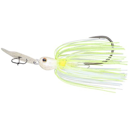 Strike King Thunder Cricket Fishing Lure, Vibrating Swim Jig, Silver Blade, 4/0 Jungle-Style Flipping Hook - color: Chartreuse Blue Glimmer, size: 3/8 oz