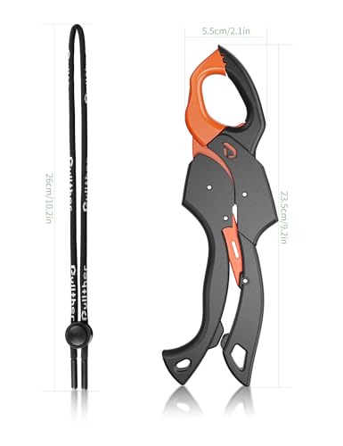 Fish Gripper 9.2",Fish Grabber Tool with Lanyard,Fish Holder for Saltwater - color: orange