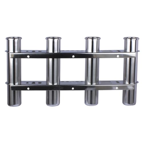 Wall Mounted Fishing Rod Holder for Boat, Stainless Steel 4 Tubes Linked Vertical Fishing Rod Rack for Marine Boat,Fishing Boat, Truck