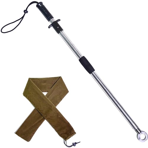 Heavy-Duty Fish Gripper – Extra-Long Stainless Steel Grabber with Non-Slip Handle, Wrist Lanyard & Storage Bag for Secure Fish Handling in Freshwater & Saltwater - color: 80cm/31.5in(2.6ft) Black