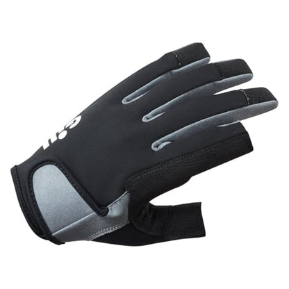 Gill Deckhand Sailing Gloves - Long Fingers with Exposed Finger and Thumb - 50+ UV Sun Protection & Water Repellent - color: Black/Bluejay, size: Small