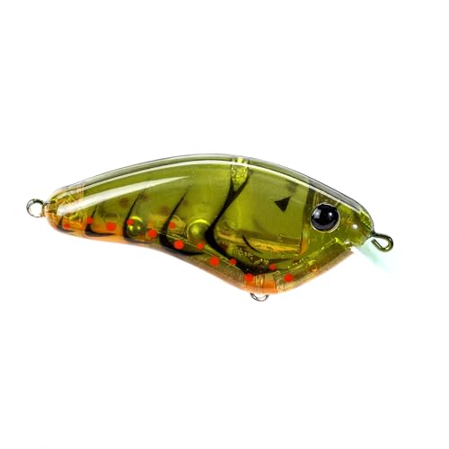 Strike King Hardliner Fishing Lure, Flat Sided Crankbait, Circuit Board Lip, Extra Tight Wobble, Size 4 Treble Hooks - color: Phantom Green Craw
