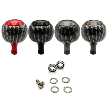 Carbon Fiber Reel Knobs for Daiwa Fuego Reels, Aluminum Spherical Grip Ball Handles with Bearings, Lightweight Fishing Reel Upgrade Parts - color: black