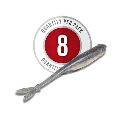 Strike King Spotlight Split Minnow Fishing Lure, Soft Plastic Jerkbait, 8-Pack - color: Pro Blue Red Pearl, size: 4"