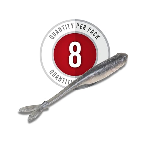 Strike King Spotlight Split Minnow Fishing Lure, Soft Plastic Jerkbait, 8-Pack - color: Pro Blue Red Pearl, size: 3"