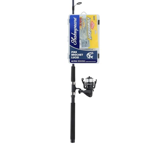 Shakespeare Catch More Fish Spinning Reel and Fishing Rod Combo with Kit - color: Pike, style: 2024 Model