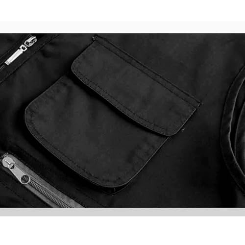 Cambkatl Men's Lightweight Fishing Vest Casual Outdoor Safari Travel Cargo Jacket Waistcoat with Multi Pockets - color: 01 Black, size: Medium