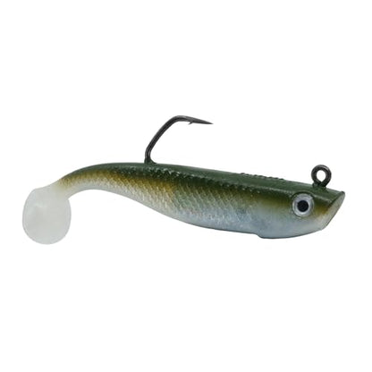 Hogy Protail Paddle Pre-Rigged Swimbait Saltwater Fishing Lure VMC Hook | Pre-rigged paddle tail swimbait with VMC Barbarian hook for Striped Bass, Bluefish, Snook, Tarpon & Tuna. - color: Olive, size: 3.5"/1oz