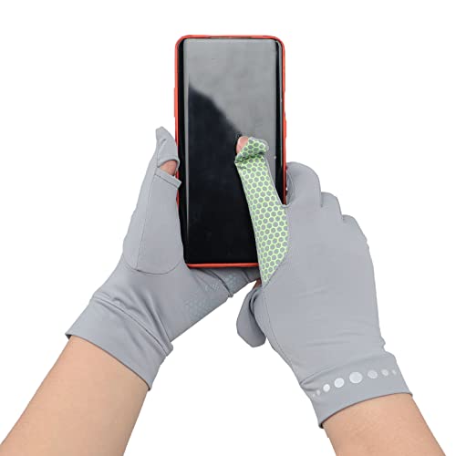 Mens Women Driving Gloves Summer UV Sun Protection Gloves Non-Slip Touchscreen Ice-Silk Sunblock Gloves for Cycling Riding - color: Standard Light Grey