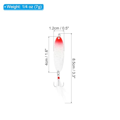 PATIKIL Fishing Spoons, Fishing Lures Casting Spoon Treble Hook Jigs Spinner Baits for Freshwater Saltwater - style: 1/4oz