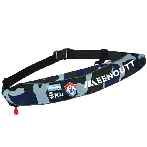 Automatic Inflatable Belt Pack Water Sports Jacket Waist Belt PFD for SUP Paddleboarding Fishing Boating Kayaking（fit 80-330 lbs） (Dark blue camouflage) - color: Dark blue camouflage