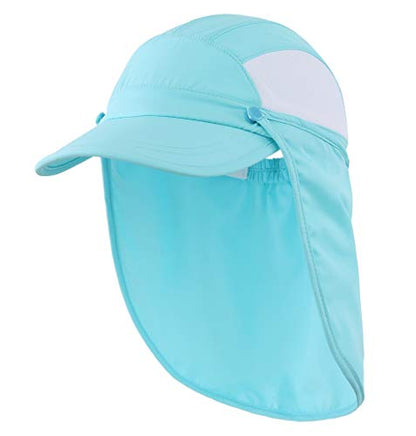 Connectyle Kids Sun Hat with Removable Neck Flap UPF 50+ Sun Protection Baseball Cap Summer Beach Sun Hats 3-6 Years - color: Aqua Blue