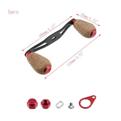 Fishing Reel Handle Replacement Parts Red Fishing Baitcasting Reel Handle Rocker Arm Girp Fishing Rod Spinning Reel Grip with Wood Knob - color: Red
