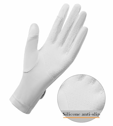 Eohak Women UV Sun Protection Gloves Full Finger Touchscreen Gloves Summer Outdoor Cyling Driving Gloves - color: Gray