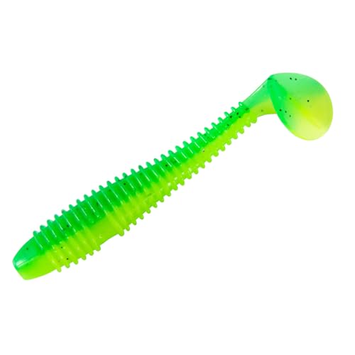 Dr.Fish 20 Pack Paddle Tail Swimbait Soft Fishing Lure Bass Fishing Freshwater Soft Plastic Shad Bait Drop Shot Bait Bluegill Panfish Crappie 1.4''/2''/3'' - color: Green, size: 3''-20 Pack