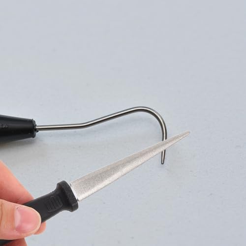 Operitacx Half Round Fishhook Sharpener with Ergonomic Handle Fine Precision File for Fishing Hooks Multi-Functional Portable Grinding Tool for Outdoor Use Sturdy for Glass Marble Bone