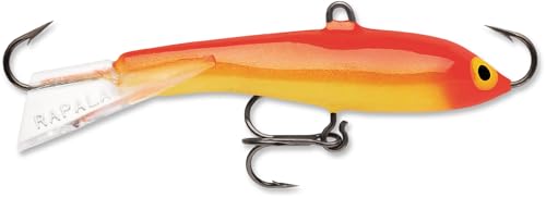 Rapala Vertical Jigging Rap – Ice Fishing Lure – Ice Fishing Jigging Lure | Walleye Pike and Perch Jig - color: Gold Fluorescent Red, size: Body Length: 1-1/2"