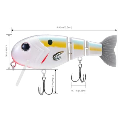 BASSROCK Topwater Fishing Lures for Bass Pike Salmon Floating Swimbait Jointed Crankbait Freshwater Saltwater 4.9in/1.76oz RK1001 - color: Threadfin, size: 4.9in/1.76oz