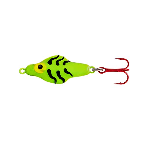 Lindy Rattl'N Flyer Spoon Hybrid Ice Fishing Lure Jigging Spoon - color: Chartreuse Tiger, size: 1/8 oz