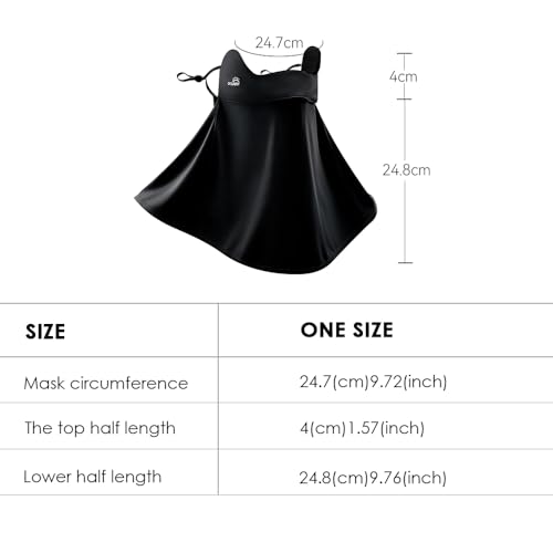 Sun UV Face Mask UPF 50+ Breathable Face Cover Scarf Cooling Neck Gaiter Outdoor Cycling Hiking SLF6M005T - color: Black