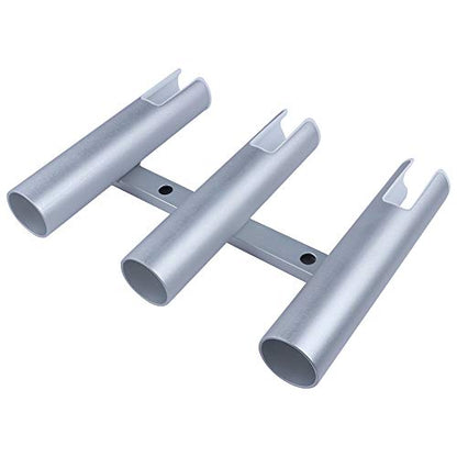 Aluminium Wall-Mounted Fishing Rod Holder for Boat, Garage & Marine - Holds Rods & Poles - color: Large Silver 3 Tubes