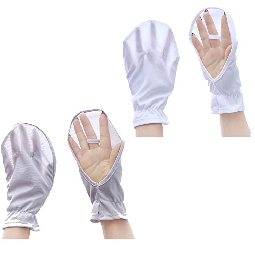 2 Pairs Hand Sun Protection Gloves Screen Drape Sunshade Cover UV Protector Breathable Cooling Fingerless for Women Men Driving Fishing Riding Hiking Canoeing Rowing Outdoor