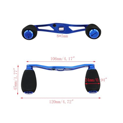 Fishing Reel Handle Blue Fishing Baitcasting Handle Rocker Baitcasting Reel Replacement Parts, with EVA Grip Knob and Nut (Blue + Black) - color: Blue Black