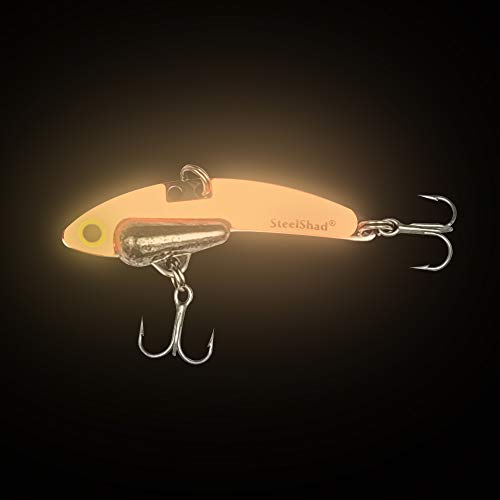 SteelShad Mini Series (1/4 oz) - 2 Pack - Glow in The Dark Fishing Lures - Lipless Crankbait for Freshwater Fishing - Perfect for Ice Fishing, Pan Fishing, Crappie, Walleye and Bass - color: Glow Orange