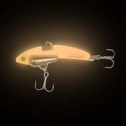 SteelShad Mini Series (1/4 oz) - 2 Pack - Glow in The Dark Fishing Lures - Lipless Crankbait for Freshwater Fishing - Perfect for Ice Fishing, Pan Fishing, Crappie, Walleye and Bass - color: Glow Orange