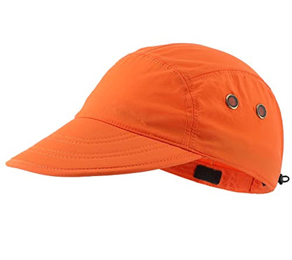 Connectyle Mens Foldable UV Protection Sun Hat with Removable Neck Flap Outdoor Adventure Sun Cap for Fishing Hiking Safari - color: Orange