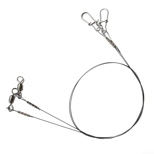 Titanium Fishing Leader Wire with Swivel and Duo-Lock Snap, 7x7 Steel Core for Predatory Fish, Anti-Kink High Strength Tackle for Pike Musky Bass - size: 35cm 18kg