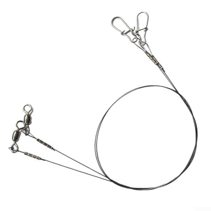 Titanium Fishing Leader Line With Swivel Snap, Steel Wire For Pike Muskie Bass, Anti Bite Saltwater Tackle For Predatory Fish Rigging Gear(35cm 18kg) - size: 35cm 18kg