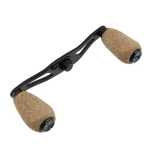 Fishing Reel Handle Fishing Replacement Parts with Wood Knob for Lakeside Seaside - color: Black+Dark Yellow