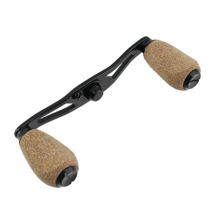 Fishing Reel Handle Fishing Replacement Parts with Wood Knob for Lakeside Seaside - color: Black+Dark Yellow