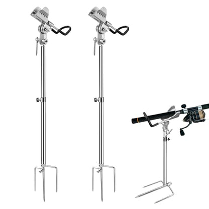 2 Pack Fishing Rod Holder for Bank Fishing, 360 Rotation Multifunctional Stainless Steel Fishing Rod Holder for Ground，Suitable for Shore Fishing scenarios