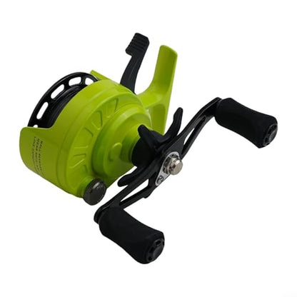 3.2:1 Ice Fishing Reel with Magnetic Drop Ice Fishing Reel 3.2:1 Gear Ratio for Winter Ice Fishing, Gear Ratio Inline Reel, 3+1 Ball Bearings Two-Way Spool Lever - color: yellow-green, size: left hand