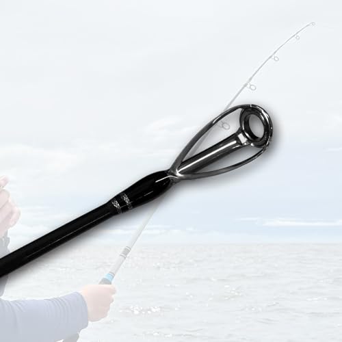 Fiblink 3-Piece Spinning Rod Heavy Spinning Fishing Rod Portable Fishing Rod Graphite Spin Rod (30-50 Pound Test) - size: 7'