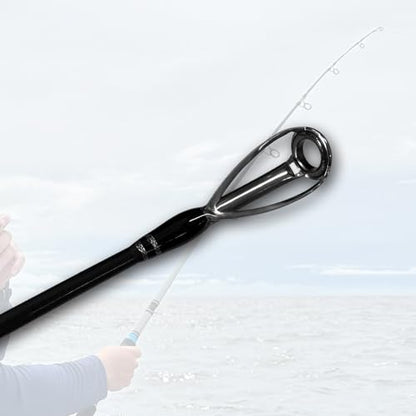 Fiblink 3-Piece Spinning Rod Heavy Spinning Fishing Rod Portable Fishing Rod Graphite Spin Rod (30-50 Pound Test) - size: 7'