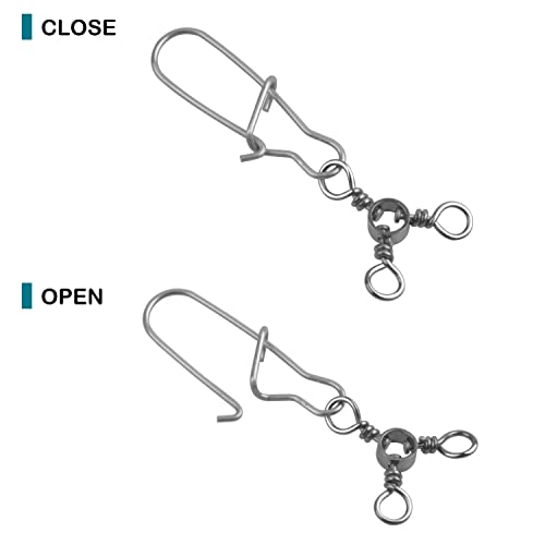 3 Way Snap Swivels Fishing Tackle, 25pcs High Strength T-Turn Fishing Swivels with Snaps Saltwater Fishing Lure Connectors for Trolling Catfish Rig - size: 6#-33lb-25pcs
