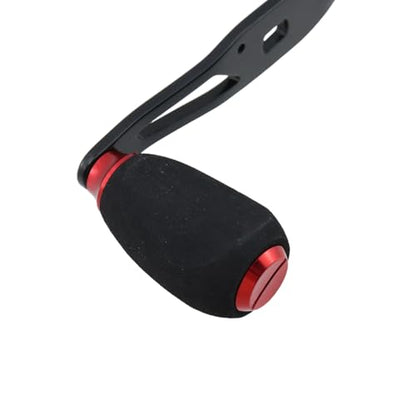 Fishing Reel Handle Red Fishing Baitcasting Handle Rocker Baitcasting Reel Replacement Parts, with EVA Grip Knob and Nut (Black + Red) - color: Black Red