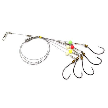 Fishing Hook with Leader,5 Hooks Fishing Rig-7 Strands Nylon Coated Fishing Leader with Swivle,Snap,Hooks - color: 5 hooks rig, size: 15#