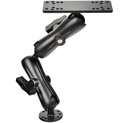 Aluminum Fish Finder Mount with 1.5'' Ball, 14.76'' Dual Rod Extended Arm for Longer Lengths, Marine Electronic Mount for Garmin, Lowrance, Raymarine,Compatible with RAM C-Size Kit