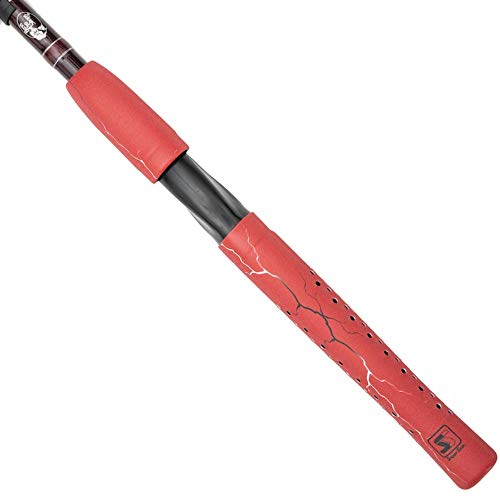 SNIPER SKIN Fishing Rod Grip - Fishing Gear Accessories - Waterproof & Adjustable - Easy to Install, Strong Replacement Grip - color: Red Lightning