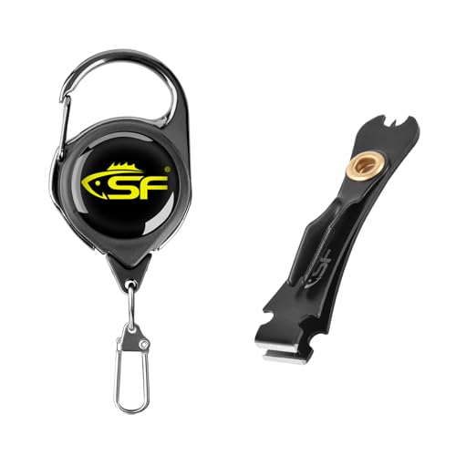 SF 3 in 1 Fly Fishing Nipper Knot Tying Tool with Zinger Retractor | Stainless Steel convenient pocket size freshwater smooth consolidates anti-rust Fly Line Cutter Fishing Clippers